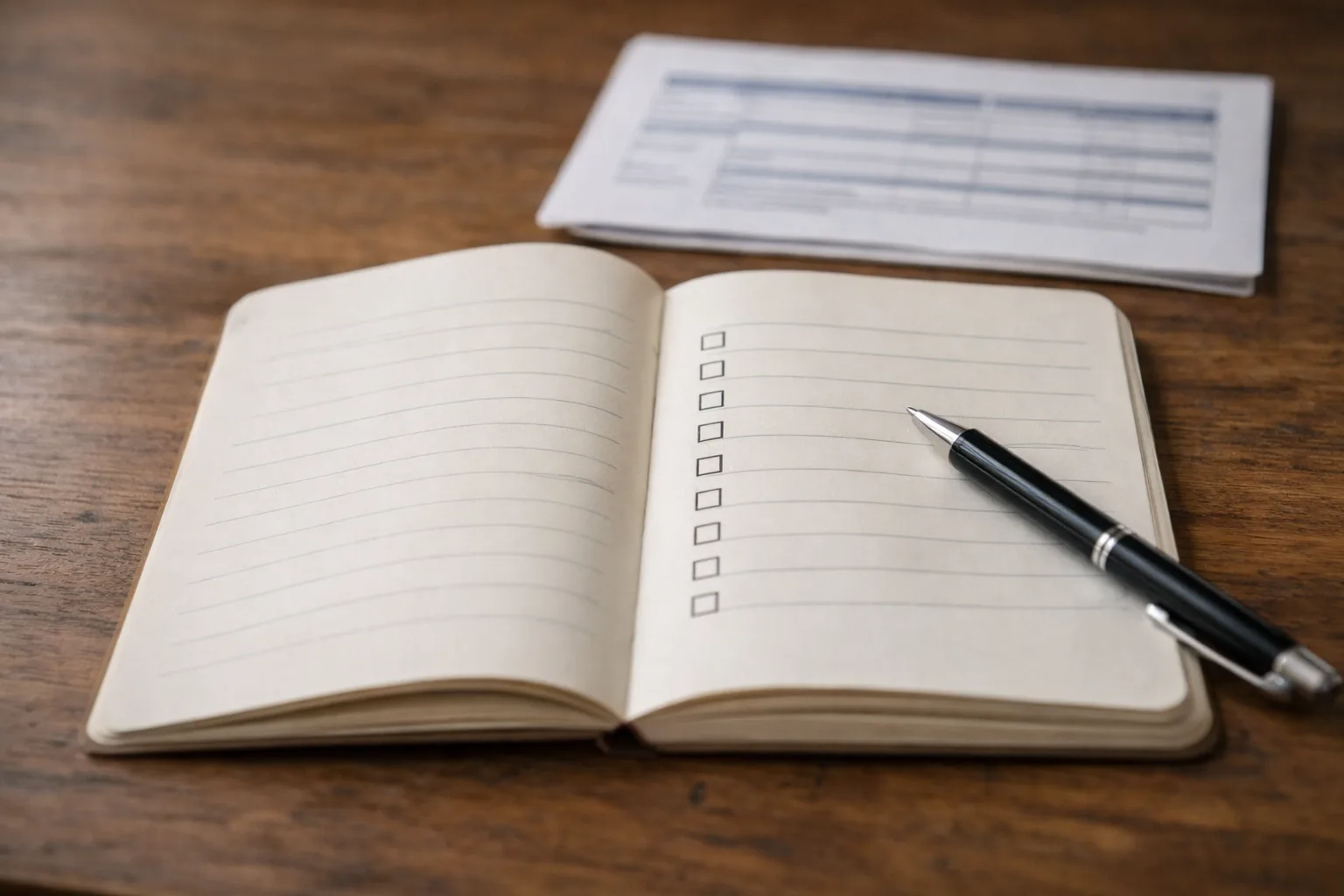 Persona anotando preguntas para el banco en una libreta
