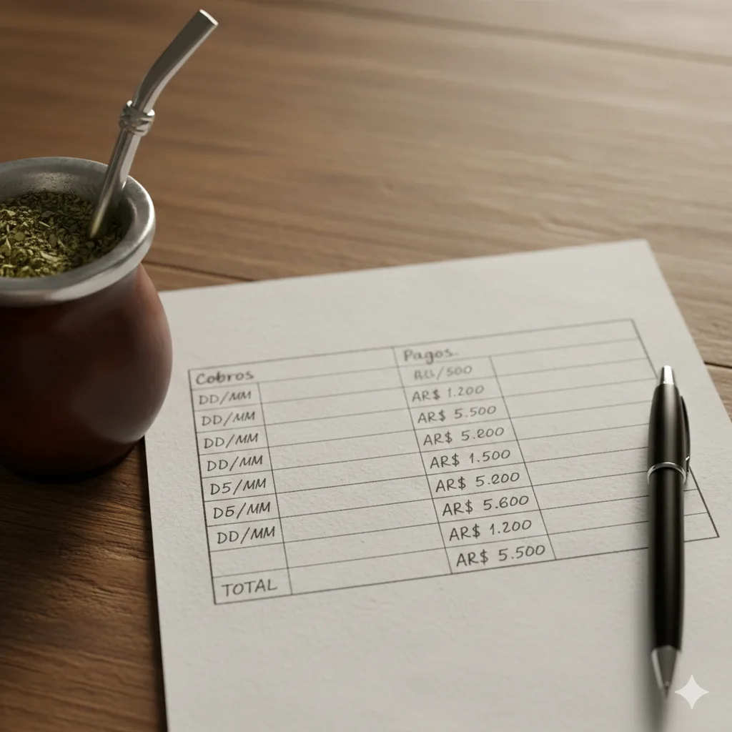 Planilla simple de flujo de caja con fechas de cobro y pago
