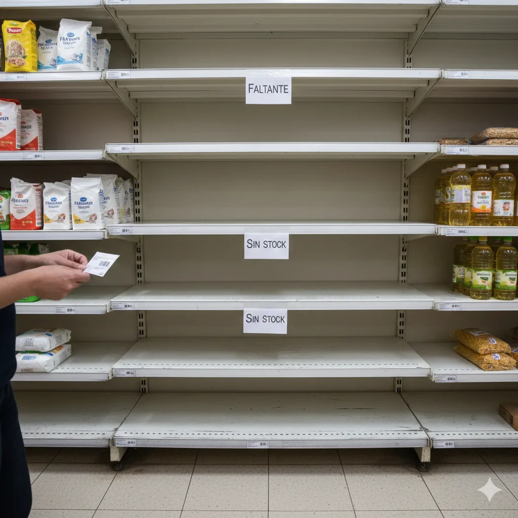 Góndola con faltantes y etiquetas de precios cambiadas recientemente