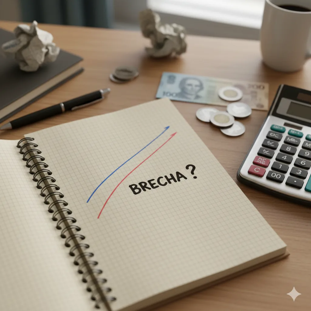 Gráfico simple dibujado de brecha entre dos líneas de dólar