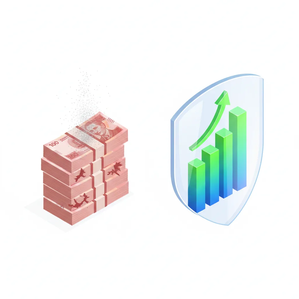 Gráfico simple comparando ahorro debajo del colchón vs inversión básica