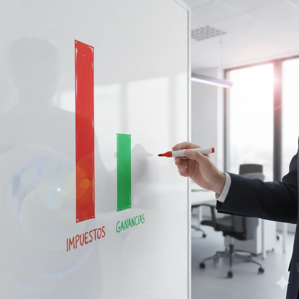 Gráfico de barras representando el crecimiento de impuestos vs crecimiento de ventas