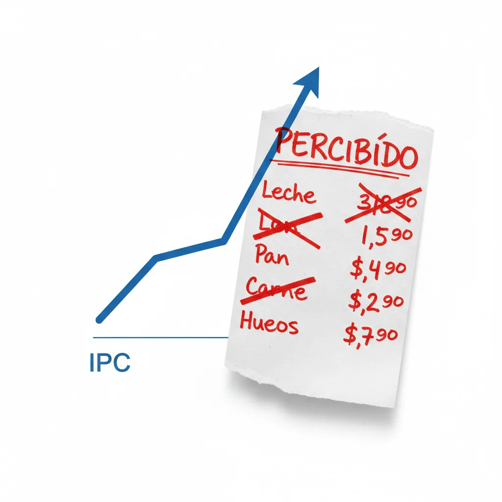 Gráfico comparativo entre IPC oficial y una lista de compras tachada