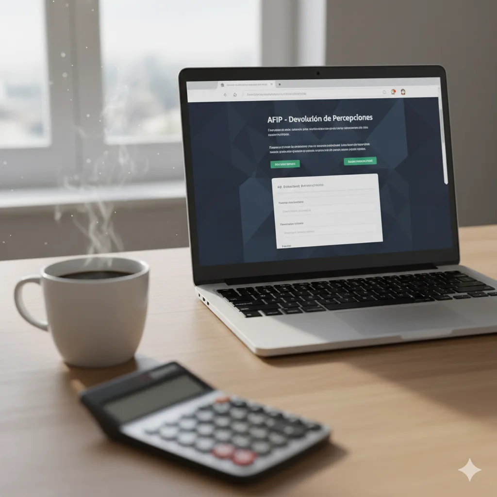Captura de pantalla de la web de AFIP con formulario de devoluciones