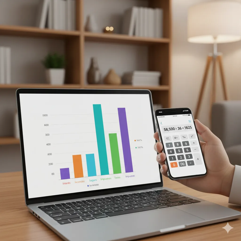 Gráfico comparativo de costos financieros en una pantalla de laptop