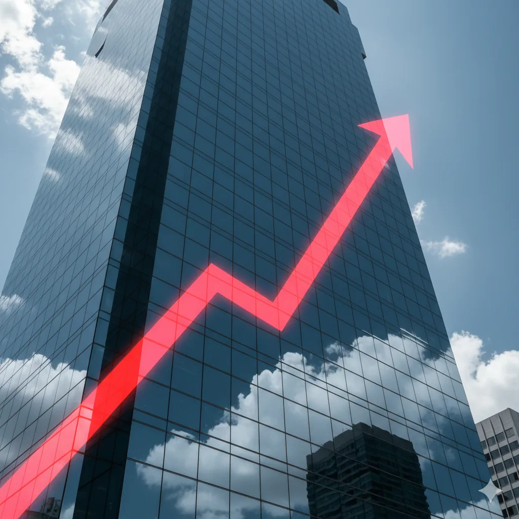 Gráfico analógico de flechas de precios subiendo
