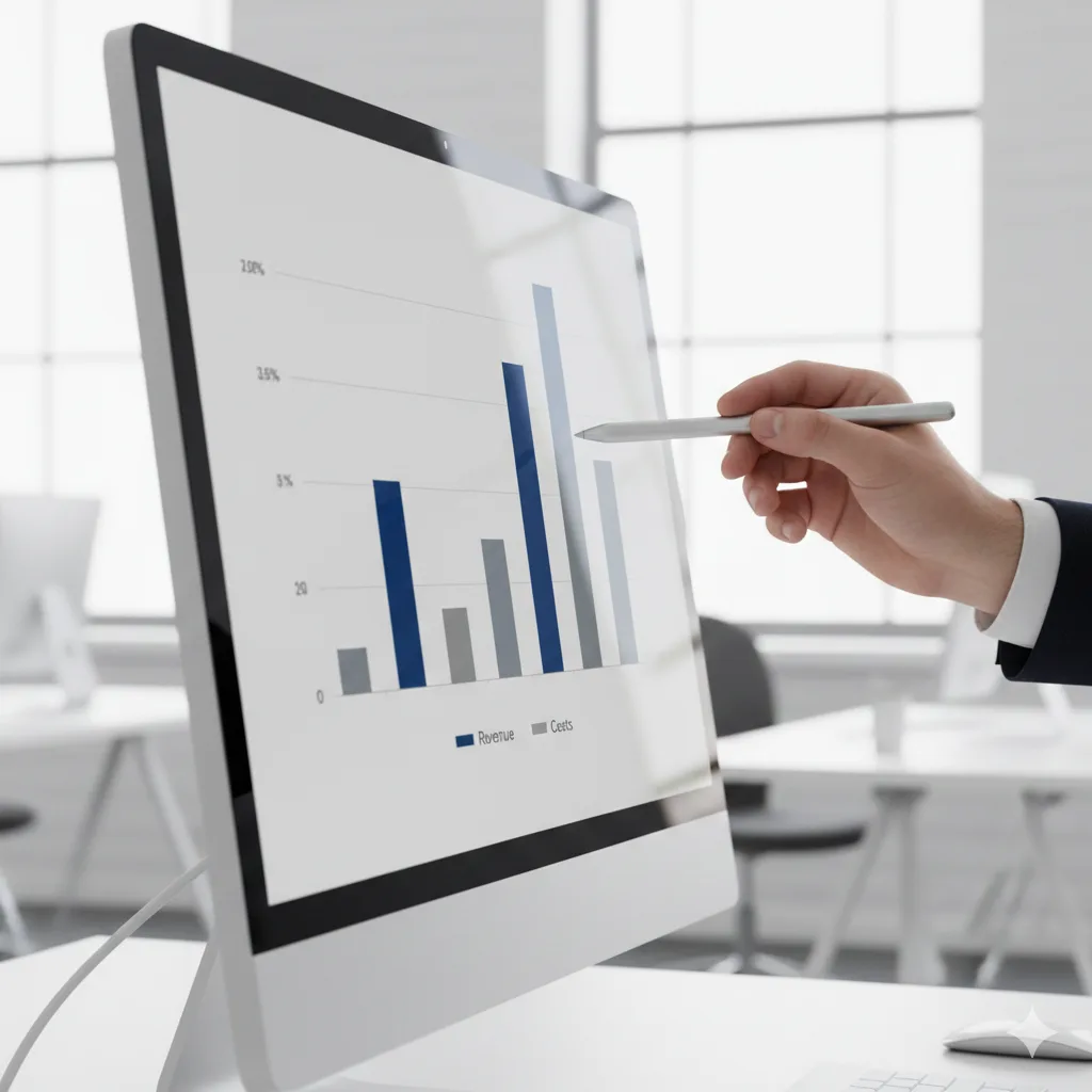 Gráfico de barras mostrando crecimiento de facturación y costos