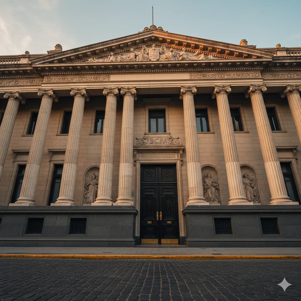 Edificio del Banco Central de la República Argentina con luz dramática