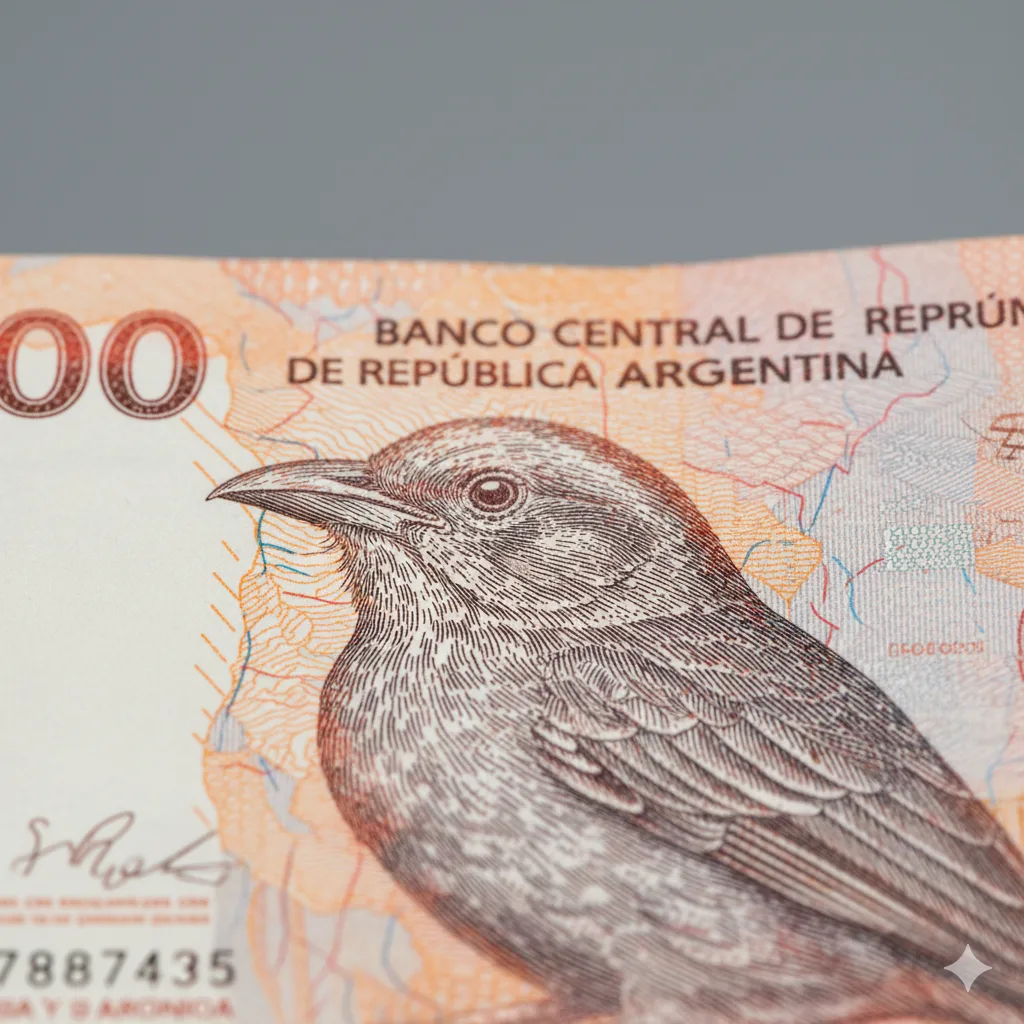 Billete de mil pesos argentinos en primer plano