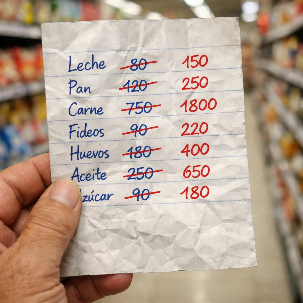 Góndola de supermercado con precios