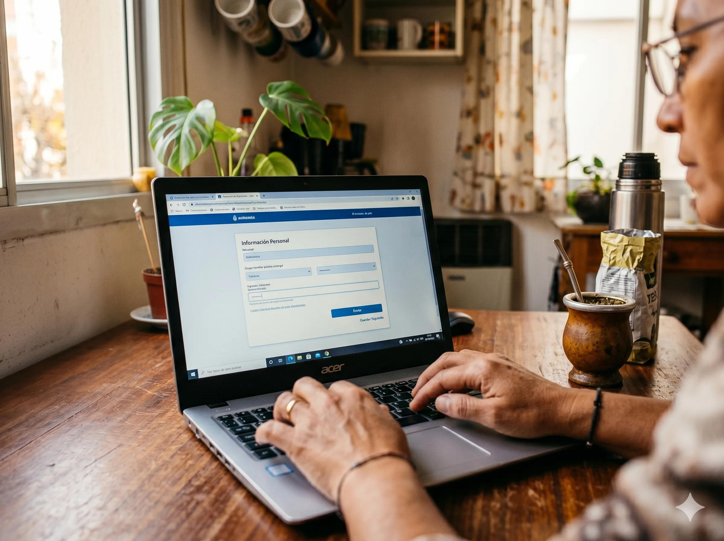 Pantalla de computadora mostrando formulario gubernamental para inscripción a subsidios